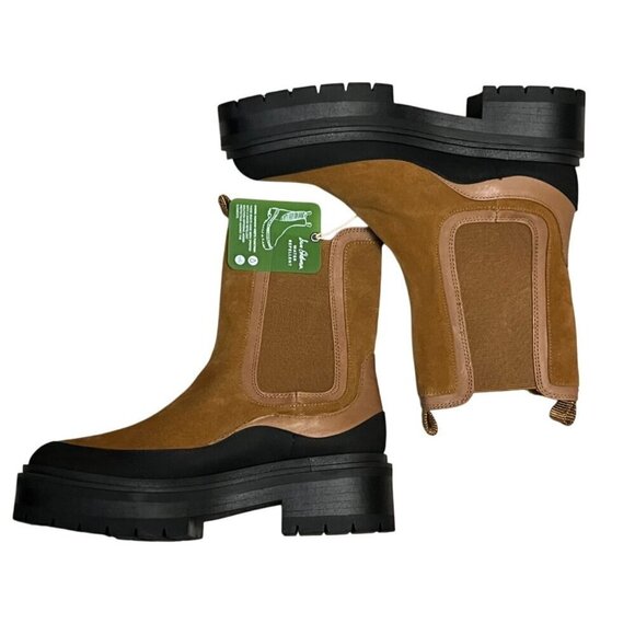 🆕  Sam Edelman Lulia Camel Suede Chunky Ankle boots size 7.5 - Picture 5 of 9